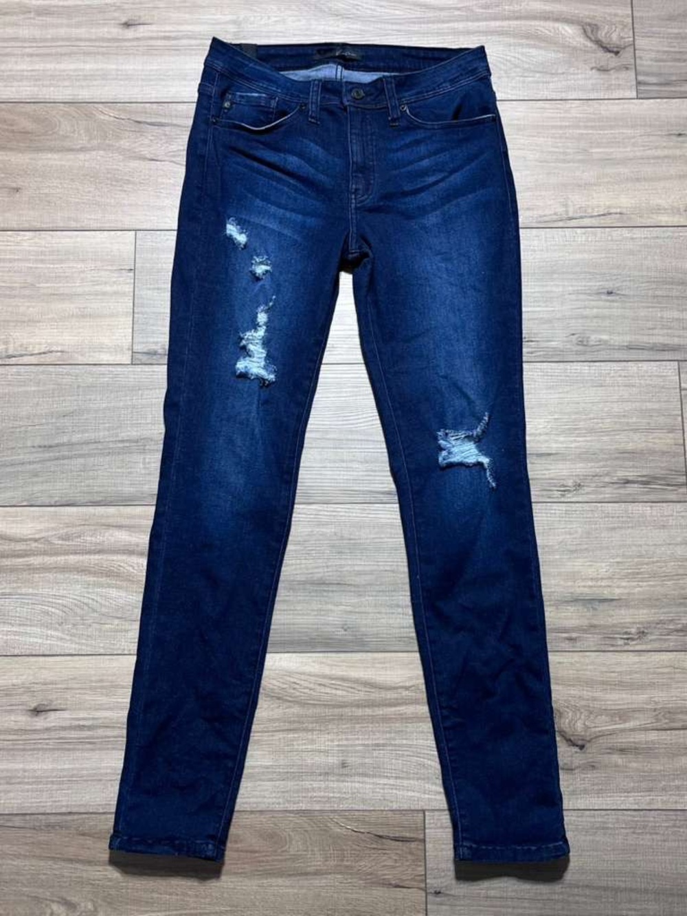 Kancan Womens Destroyed Skinny Jeans Size W9 28 Dark Wash
